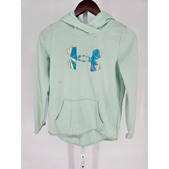 Under Armour Girls Sz L Loose Fit Hoodie Sweatshirt Mint Green - Picture 1 of 3